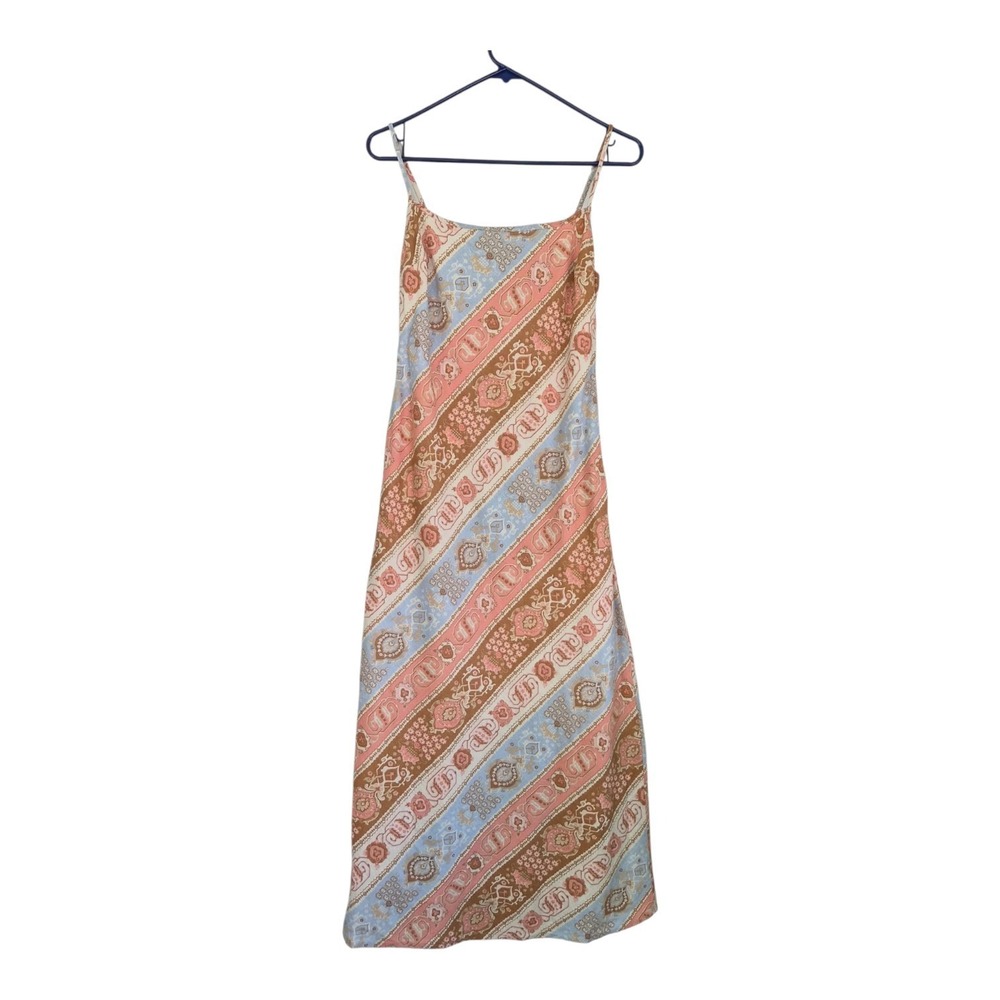 Abercrombie & Fitch Linen Blend Maxi Dress XS Paisley Boho Cottagecore Slip